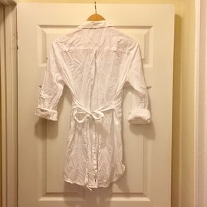 White open back buttoned shirt dress